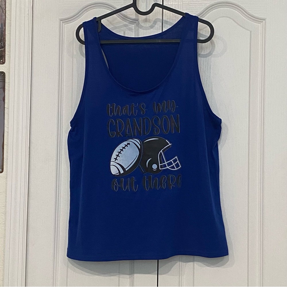 XXL- Blue Football Graphic Tank Top